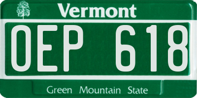 VT license plate OEP618