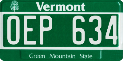 VT license plate OEP634