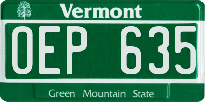 VT license plate OEP635