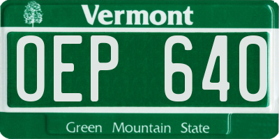 VT license plate OEP640