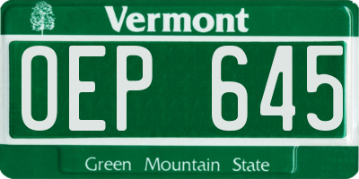 VT license plate OEP645
