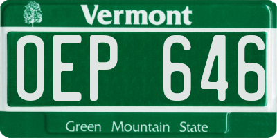 VT license plate OEP646
