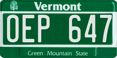 VT license plate OEP647