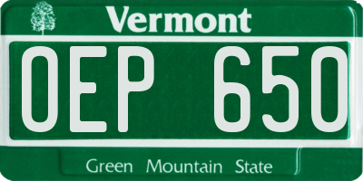 VT license plate OEP650
