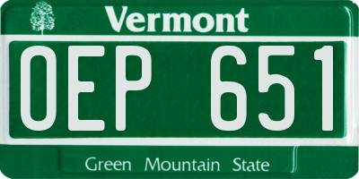 VT license plate OEP651