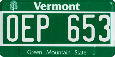 VT license plate OEP653