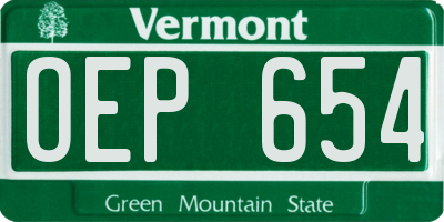VT license plate OEP654