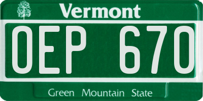 VT license plate OEP670