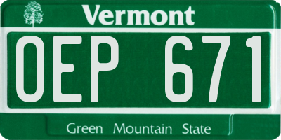 VT license plate OEP671