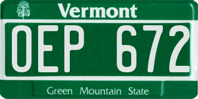 VT license plate OEP672