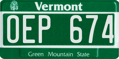 VT license plate OEP674