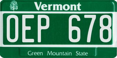 VT license plate OEP678