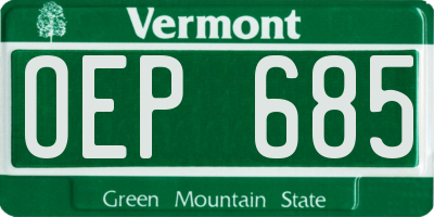 VT license plate OEP685