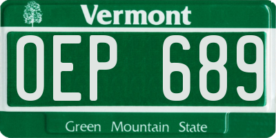 VT license plate OEP689