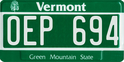 VT license plate OEP694