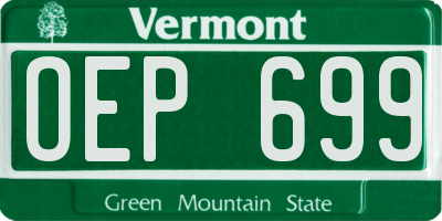 VT license plate OEP699