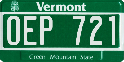 VT license plate OEP721