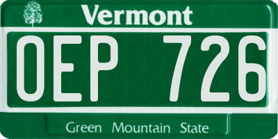 VT license plate OEP726