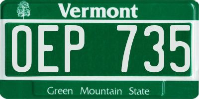VT license plate OEP735
