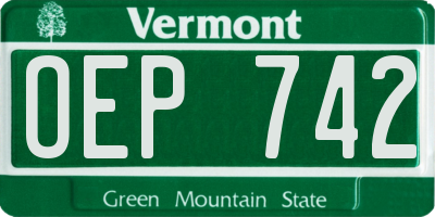 VT license plate OEP742