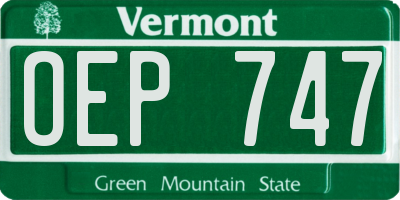 VT license plate OEP747