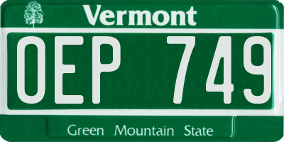 VT license plate OEP749