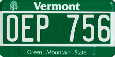 VT license plate OEP756
