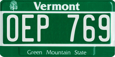 VT license plate OEP769