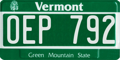 VT license plate OEP792