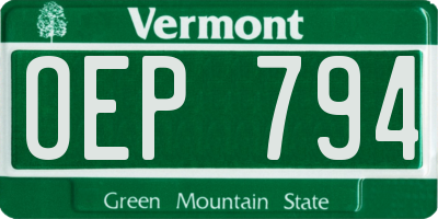 VT license plate OEP794