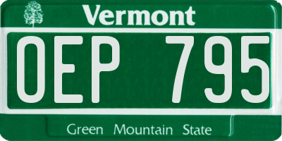 VT license plate OEP795