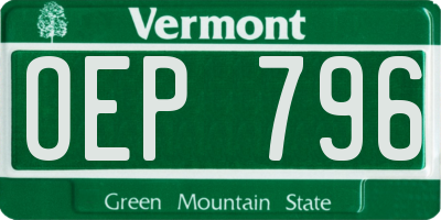 VT license plate OEP796