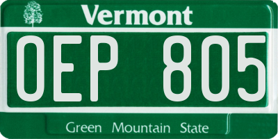 VT license plate OEP805