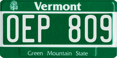 VT license plate OEP809