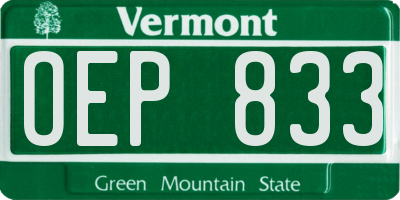 VT license plate OEP833