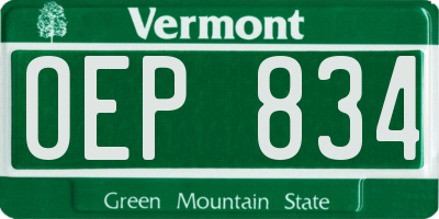 VT license plate OEP834