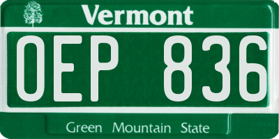 VT license plate OEP836