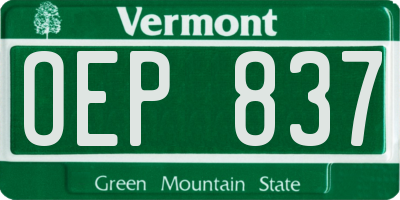 VT license plate OEP837