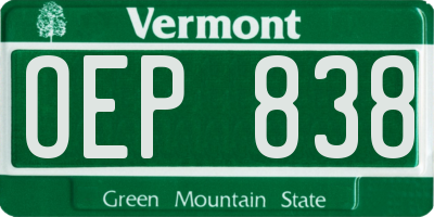 VT license plate OEP838