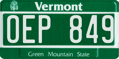 VT license plate OEP849