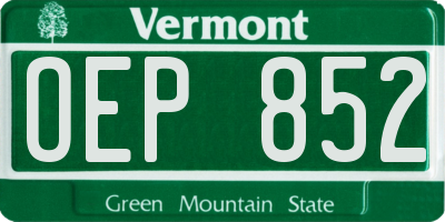 VT license plate OEP852