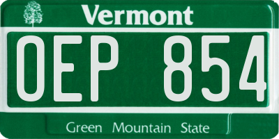 VT license plate OEP854