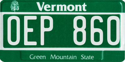 VT license plate OEP860