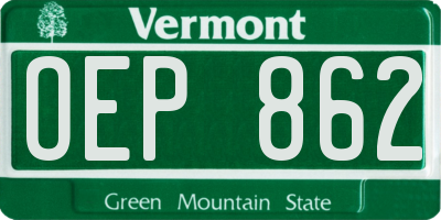 VT license plate OEP862