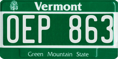 VT license plate OEP863