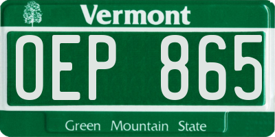 VT license plate OEP865