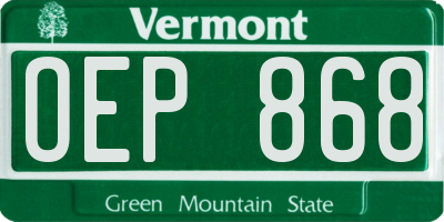 VT license plate OEP868