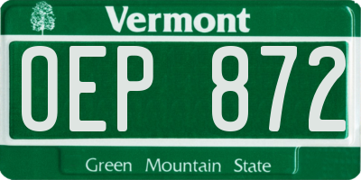 VT license plate OEP872
