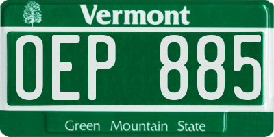 VT license plate OEP885