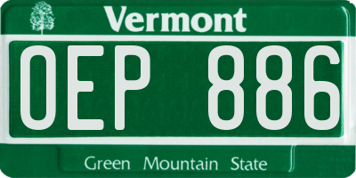 VT license plate OEP886